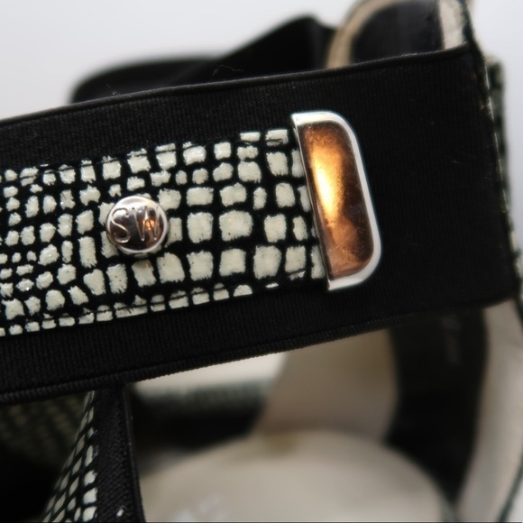 STUART WEITZMAN Speckled Embossed Print Cross Cross Ankle Flats - Picture 8 of 12